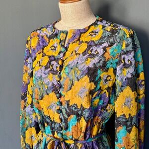 Jean-Louis for I. Magnin Silk Disco Dress | Size M | 1970s 1980s Vintage Couture